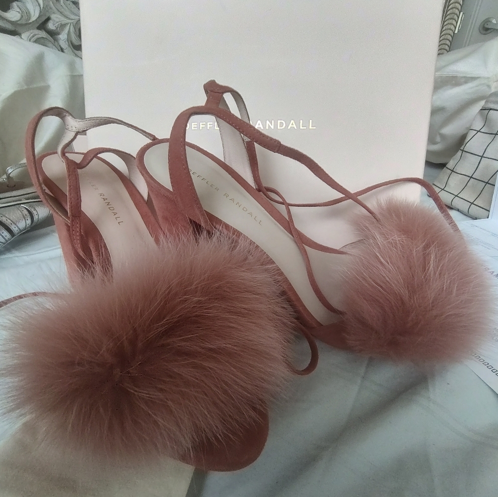 Loeffler Randall Blush Fur Pom Pom Heels